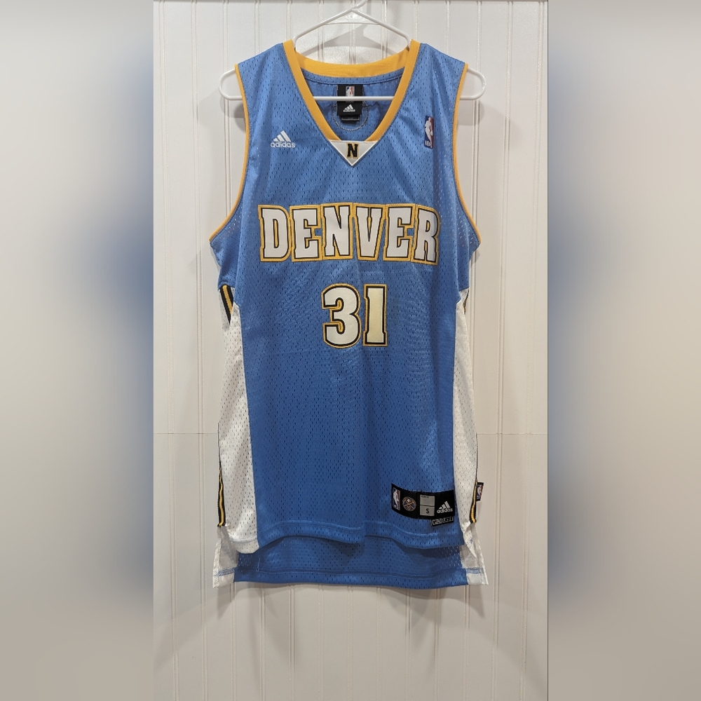 NENE VINTAGE DENVER NUGGETS #31 STITCHED ADIDAS MEN'S SMALL +2 LENGTH
